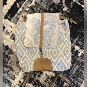 Myra Bag Gray and Tan Diamond Backpack